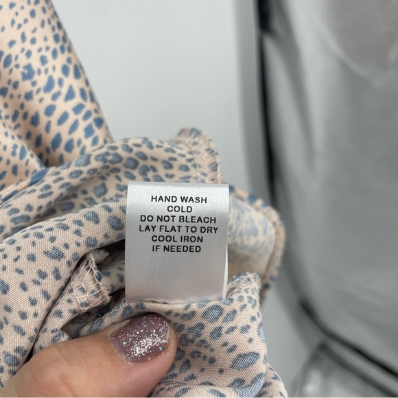 RTR NOW Dot Midi Slip Skirt Sz XL cream blue - Picture 8 of 8